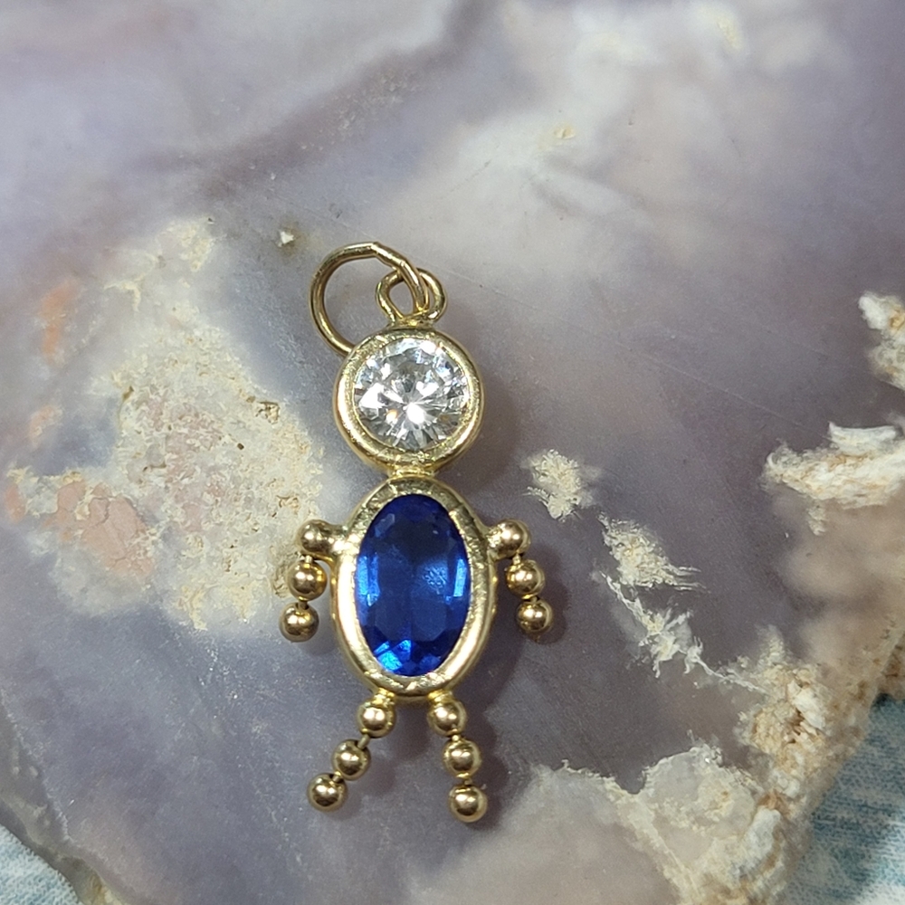 Gold 14k September Birthday Boy Pendant